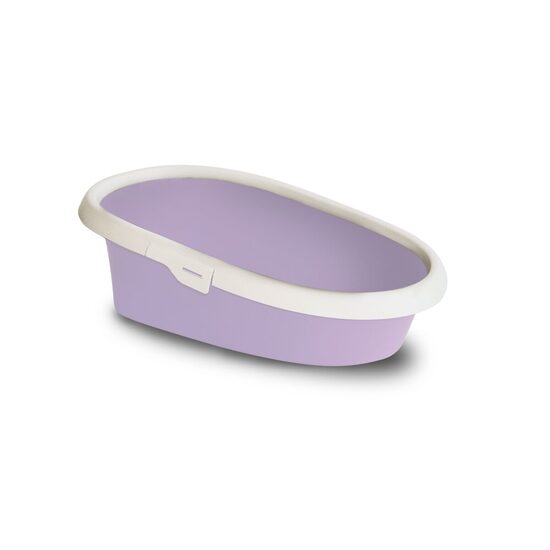 Litiera Ergonomica cu Spate Inaltat Minou Ovala L (58x39x17 cm) Mov - Pentru Pisici Mari