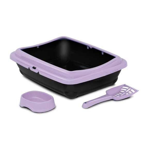 Kit Start Litiera cu Rama, Bol si Lopatica MPB (46x36x12 cm) - Set Complet 3 in 1 pentru Pisici Mici si Medii · 