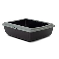 Litiera Ecologica cu Rama Detasabila pentru Pisici Juliet (48x38x14 cm) - Toaleta Deschisa Sustenabila si Protectie Perimetrala