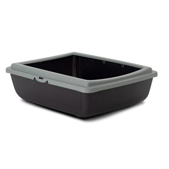 Litiera Ecologica cu Rama Detasabila pentru Pisici Juliet (48x38x14 cm) - Toaleta Deschisa Sustenabila si Protectie Perimetrala