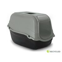 Litiera Acoperita cu Filtru Carbon Activ pentru Pisici Medii si Mari Romeo L Control Miros (57x39x41 cm) - Toaleta Inchisa Eleganta in Nuante Neutre · 