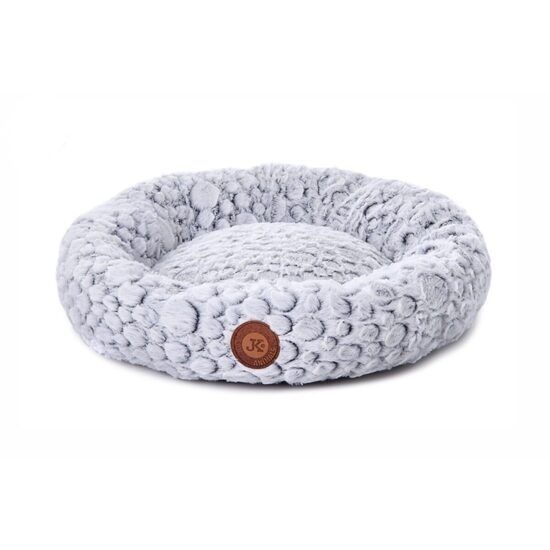 Patut Rotund pentru Caini si Pisici JK Bubble – Cuib Circular cu Textura 3D in Relief, Perna Ultra-Moale si Baza Oxford Antiderapanta · 