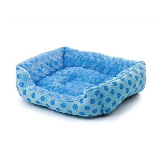 Pat Caini Puppy M 56X46X17 cm Albastru, Cos Plus cu Buline, Baza Joasa, Andtiderapanta