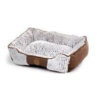 Pat Caini Pisici Okapi M, 60x50x18h cm, Canapea Catifelata Plusata, Intrare Joasa, Baza Antialunecare