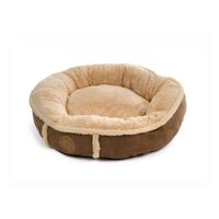 Patut Rotund pentru Caini si Pisici JK Balu S 50 cm – Cuib Circular din Blanita Moale, Margini Protectoare si Baza Antiderapanta · 