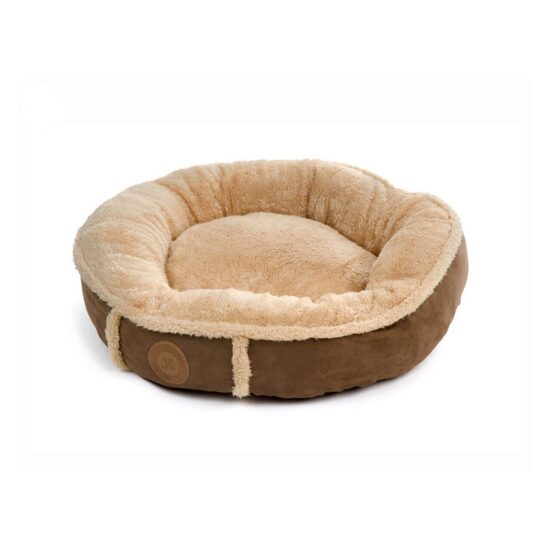 Patut Rotund pentru Caini si Pisici JK Balu S 50 cm – Cuib Circular din Blanita Moale, Margini Protectoare si Baza Antiderapanta · 