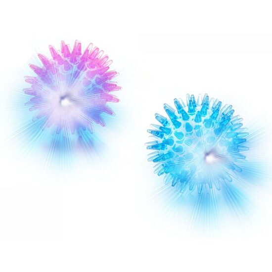 Set 2 Jucarii Mingi TPR cu LED Intermitent si Tepi (4.5cm) - Mingi Luminoase si Texturate pentru Caini si Pisici