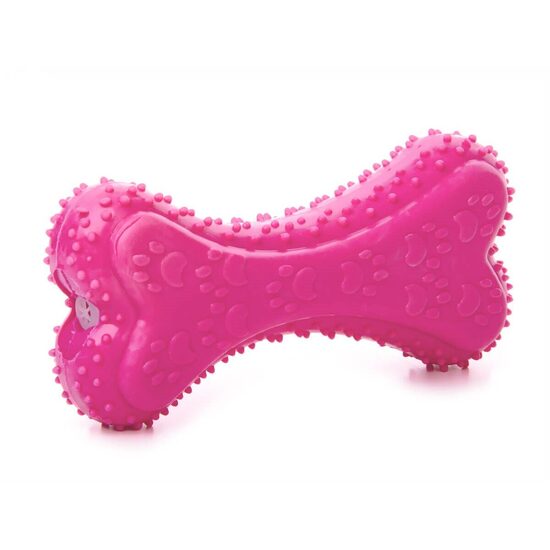 Os TPR cu Labute Detartraj si Scartait 12cm Roz - Jucarie Curatare Dinti Caini