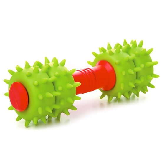 Jucarie Gantera din Cauciuc Elastic TPR cu Tepi si Inele Rotative, 15 cm