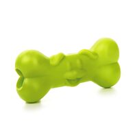 Jucarie Os din Cauciuc Elastic TPR cu Fata de Caine si Canale Recompense (8cm) - Jucarie Interactiva pentru Caini · 