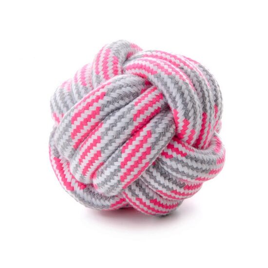 Jucarie Caine Minge Bumbac Impletit 9cm Roz-Gri, Minge Aport Caini Medii