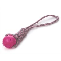 Jucarie Minge TPR cu Sunet si Sfoara Bumbac Roz-Gri, Elastica de Aport Caini