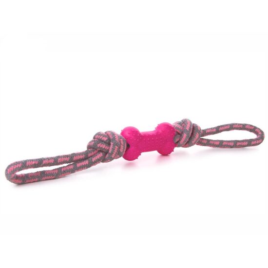 Jucarie Os TPR cu Sfoara si Doua Manere 40cm Roz — Jucarie de Tras Caini