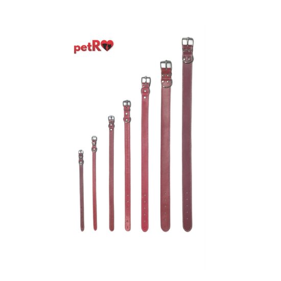 Zgarda caini Piele Naturala Rosie petRO Produsa in Romania, Ajustabila(20-70cm) si Confortabila · 