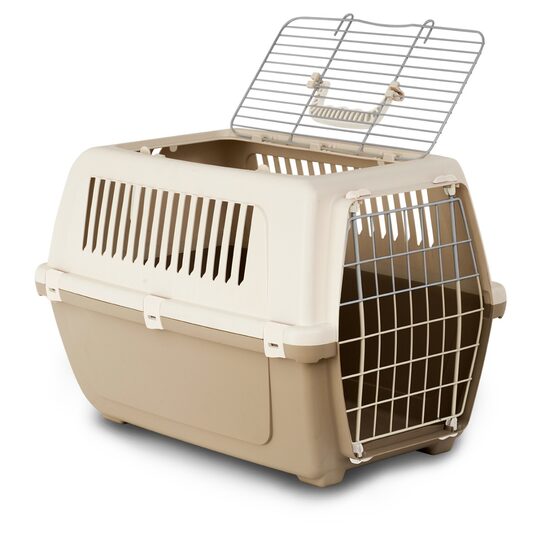 Cusca de transport pentru pisici si caini VISION(54x36x35cm) cu 2 Usi Metalice (Frontala & Superioara) - Transportor fara stres Veterinar