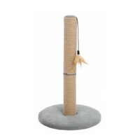 Stalp Clasic de Zgariat pentru Pisici cu Baza Rotunda, Sisal si Pene 48 cm, Stabilitate, Distractie cu Pene