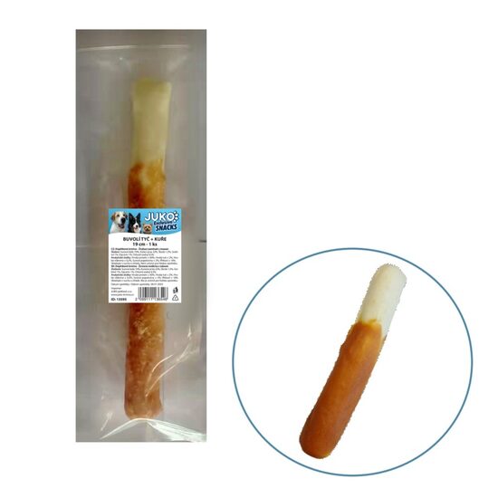 Baston Masticabil JUKO XL 19cm – Piele de Bivol si Pui