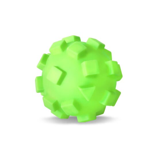 Jucarie Minge din Vinil cu Cuburi Geometrice XL 12 cm – Model Sferic Interactiv cu Scartait si Forme in Relief pentru Aport Activ