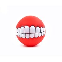 Jucarie Minge din Vinil Smile cu Dinti (7.5cm) - Minge Interactiva cu Scartait, Efect Vizual Amuzant si Aport