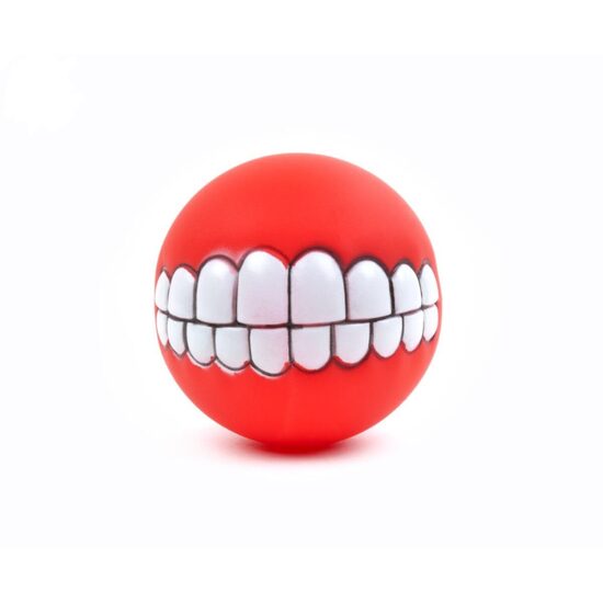Jucarie Minge din Vinil Smile cu Dinti (7.5cm) - Minge Interactiva cu Scartait, Efect Vizual Amuzant si Aport