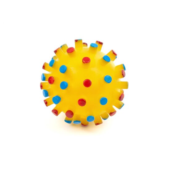Jucarie Minge din Vinil cu Tepi si Scartait - Minge Interactiva Aport si Masaj Gingival Caini (7cm – 11cm)
