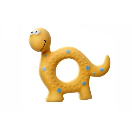 Jucarie Dinozaur Stegozaur din Latex cu Scartait (10cm) - Dino Cerc Flotant cu Pini Moi si Interactiv pentru Caini