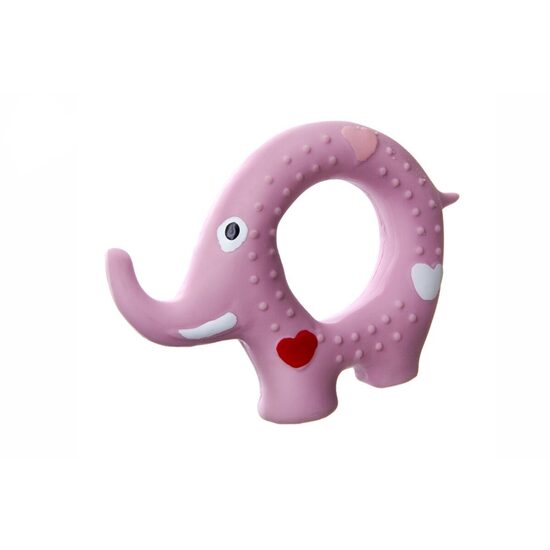 Jucarie Elefant Inelar din Latex cu Scartait (12cm) - Elefant Plat Flotant Interactiv si Elastic pentru Caini