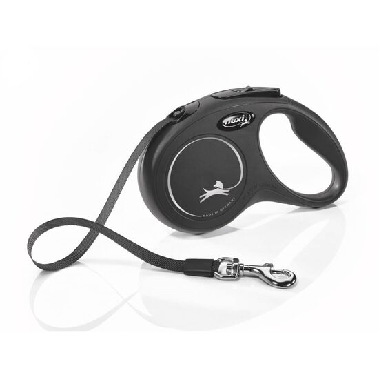 Lesa Retractabila Neagra FLEXI Classic Banda S 5m 15kg – Siguranta si Control