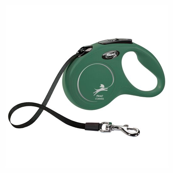 Lesa Retractabila Verde FLEXI Classic Banda S 5m 15kg – Siguranta si Control