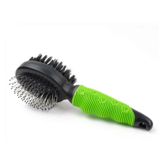 Perie Dubla Duo Clasica JK pentru Pui si Talie Mica - Perie cu Pini Metalici Protejati si Peri din Nailon