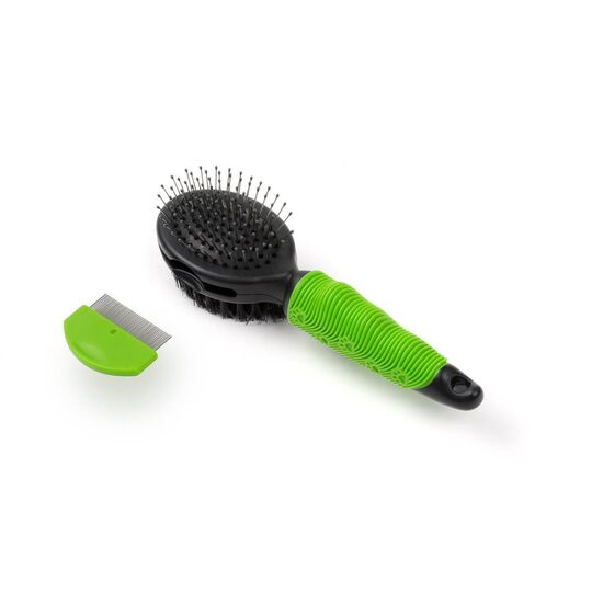 Perie Multifunctionala Tripla JK 3in1 S - Perie Dubla cu Pini Metalici, Peri Moi si Pieptene Detasabil pentru Caini si Pisici