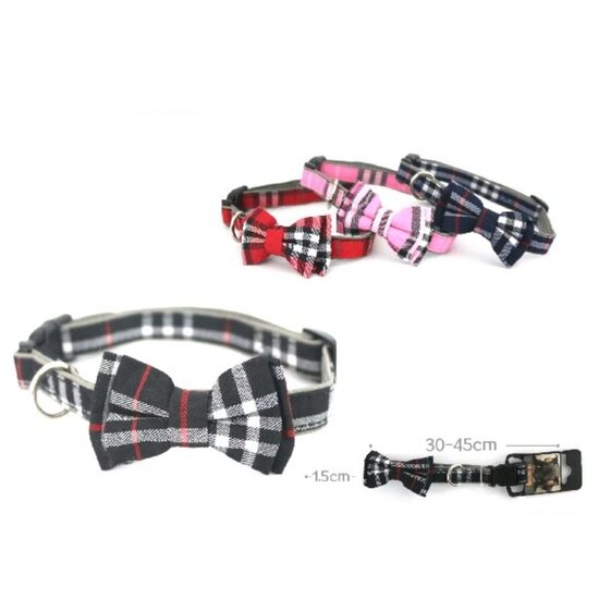 Zgarda caini cu Papion Detasabil – Eleganta Tartan si Piele Ecologica · 