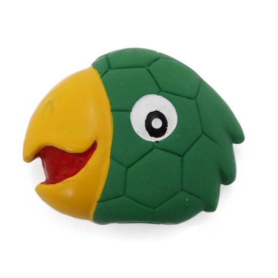 Jucarie Cap de Papagal din Latex cu Sunet (8cm) - Papagal Verde Interactiv pentru Pui de Caine si Caini Tineri