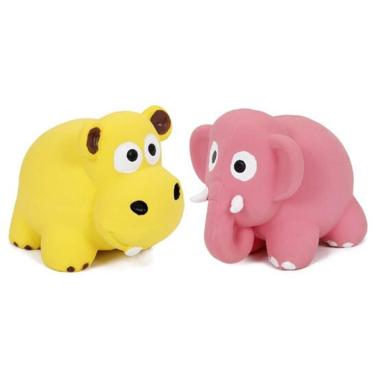 Jucarie Elefant - Hipopotam din Latex JUKO cu Fluier (8cm) - Interactiva pentru Pui de Caine, Juniori si Rase Mici