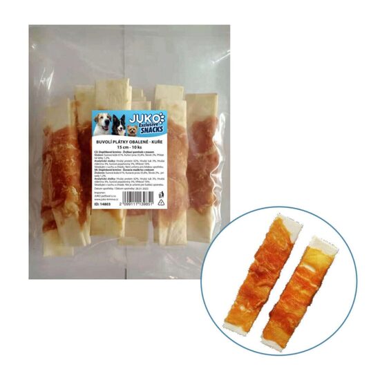 Fasii Piele Vita cu Invelis Carne de Pui pentru Caini · JUKO - Deliciu si Masticatie timp indelungat 