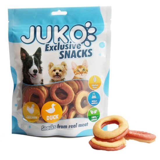 Gogosi cu Pui si Rata JUKO 250g – Dubla Proteina si Blana Lucioasa