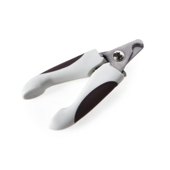 Cleste Premium pentru Gheare JUKO M-L din Otel Inoxidabil - Unghiera Profesionala cu Arc, Protectie si Maner Soft-Grip Alb/Maro · 