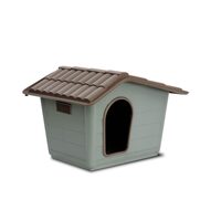 Casuta din Plastic Monobloc MPB Verde Caini, Pisici Mici, Pui – Cusca de Exterior XS(60x50x41cm - 41×31cm baza), Acoperis Detasabil, Protectie UV si Management al Umiditatii