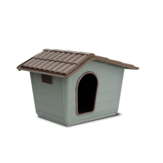 Casuta din Plastic Monobloc MPB Verde Caini, Pisici Mici, Pui – Cusca de Exterior XS(60x50x41cm - 41×31cm baza), Acoperis Detasabil, Protectie UV si Management al Umiditatii