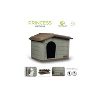 Casuta din Plastic MPB Princess M Verde 79x59x55 cm(Baza 65x45 cm) – Cusca Premium pentru Caini de Talie Medie, Pisici Mari, Asamblare Rapida si Sistem de Evacuare a Apei
