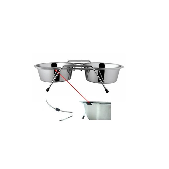 Set Castroane Inox 2x400ml cu Suport Metalic - Boluri Duble pentru Pisici si Caini de Talie Mica