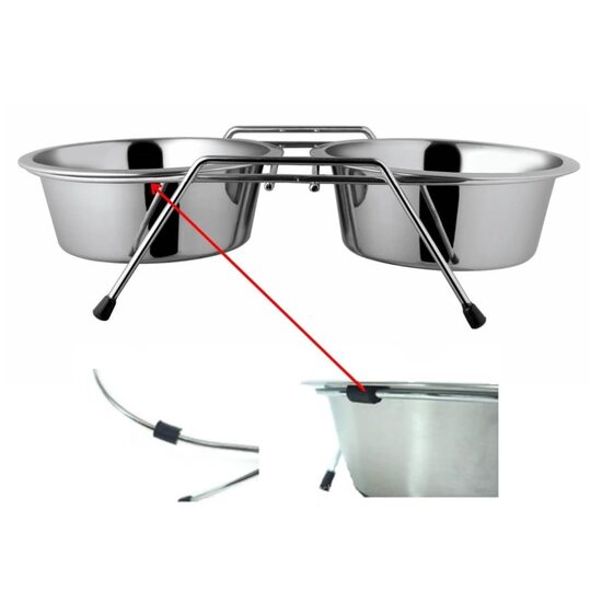 Set Castroane Inox 2x1.5L cu Suport Metalic - Boluri Duble pentru Caini de Talie Mare