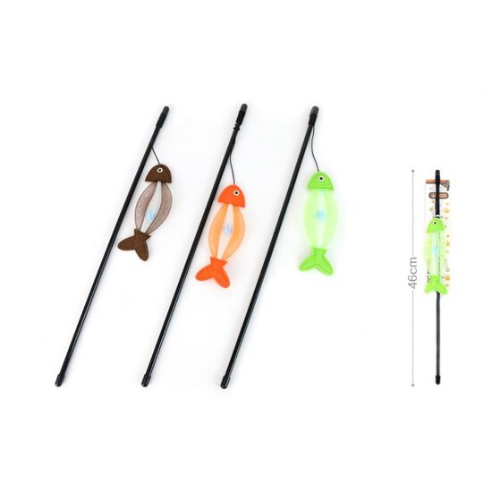 Undita Interactiva Pisici cu Peste Acordeon si Minge YOMMY: Bat 46cm si Corp Flexibil din Plasa