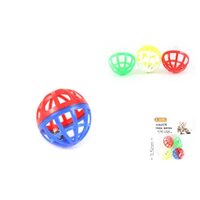 Set 4 Jucarii pentru Pisici Mingi din Plastic cu Clopotel Interactiv Yommy: Sunet Zornaitor, Orificii pentru Gheruit si Pachet Economic · 