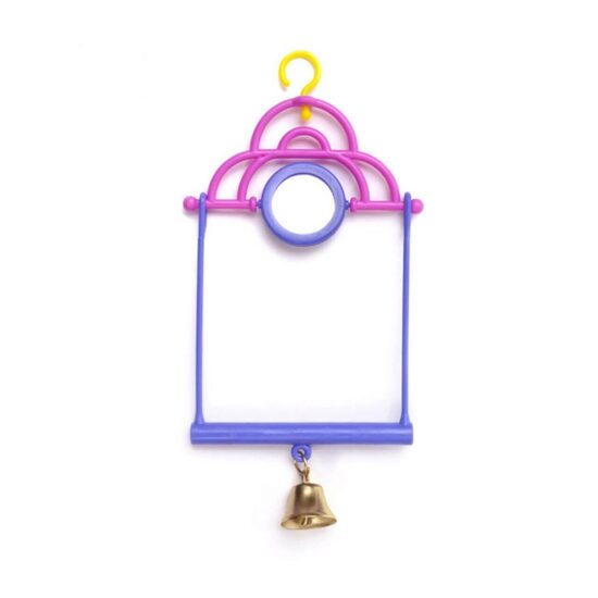 Leagan din Plastic pentru Pasari cu Oglinda si Clopotel JK, 21 x 10.5 cm - Miscare si stimularea vizuala