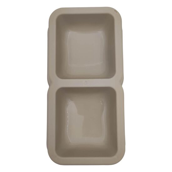 Castron Plastic Dublu Viola II (2x300ml) - Bol Dreptunghiular Antiderapant pentru Pisici si Caini Mici