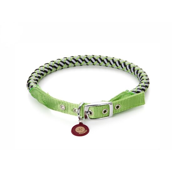 Zgarda caini JK Cordelina Comfort Verde, Textil Reflectorizant, Marime 44-53 cm 