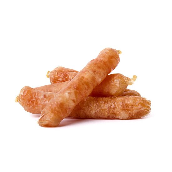 Recompense Carnati Gourmet pentru Caini - Pui sau Rata cu Branza JK(80g) - Gustari Fragede si Delicioase ·