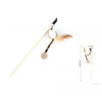 Undita Interactiva cu Pene si Minge YOMMY (40 cm) – Bagheta cu Pene Naturale, Minge textila si Coada Tigrat
