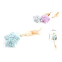Jucarie pentru Pisici Stea din Sfoara Textila cu Pene si Margea Yommy (5.5 cm): Textura Moale, Design Inedit